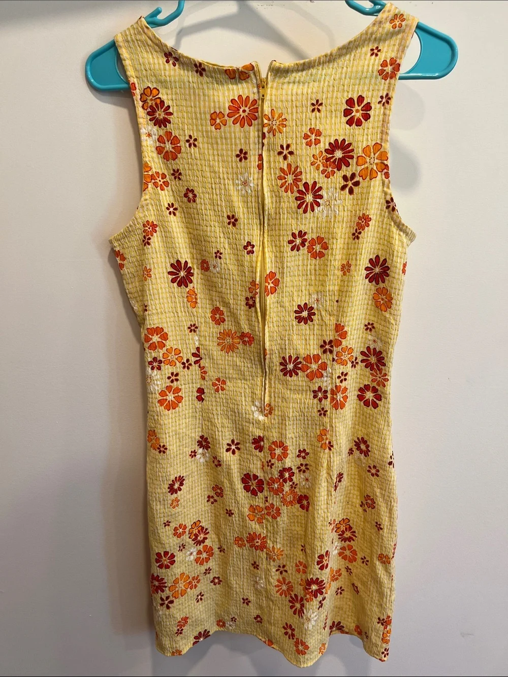 Vintage Yellow Floral Sundress with Red & Orange Blooms - Picture 5 of 8